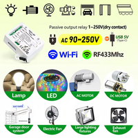 Interrupteur intelligent Tuya WiFi RF 433Mhz, interrupteur motorisé AC 110V 220V 230V 10A 2CH, compatible Alexa Google Home, pour lampe, porte de garage