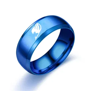 Mode Cosplay Schmuck Anime Fairy Tail Ring Tattoo Abzeichen Emaille Cartoon Edelstahl Ringe