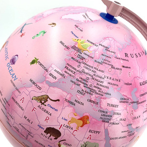 Globo rosa para niños aprendiendo con soporte y animales globo terráqueo luz nocturna para niñas decoración de habitación aula regalo educativo - Product Image 4