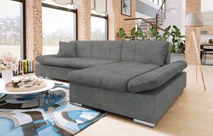 Canapé-lit d'angle modulaire moderne en cuir et tissu avec cadre en bois pour le salon, la chambre, l'hôtel, l'appartement ou la villa - Product Image 4