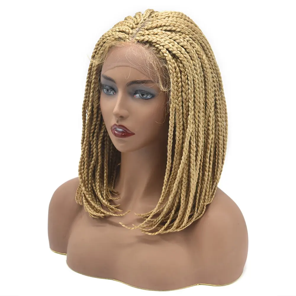 USA Stock Wig Rambut Gimbal Warna Pirang Gaya Bob Wig Renda Kepang Cornrow untuk Wanita Afrika