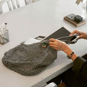 Sac de courses pliable en coton réutilisable et écologique, en filet crocheté, idéal pour la promotion et les festivals de la récolte - Product Image 2