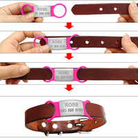 Slide Silikon Berbagai Warna Pada Tag Anjing Kosong Besi Tahan Karat Tag ID Anjing untuk Hewan Peliharaan/Anjing dengan Logo Laser Kustom