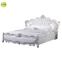 Lit antique sculpté à la main, luxe, qualité supérieure, style européen, mobilier de chambre à coucher, cadre de lit en cuir classique pour hôtel, villa, SW8078