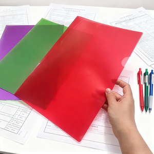 Cartella di plastica con Logo personalizzato trasparente a forma di L per l'uso negli uffici scolastici - Product Image 5