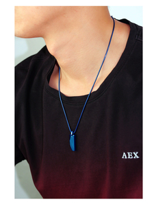 Collana Tradizionale CHENG JEWELERS con Pendente a Barra in Carburo di Tungsteno Lucidato e Catena Blu con Fenice - Product Image 6