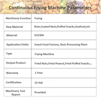 Machine à frire les snacks, fruits de mer et noix entièrement automatique de type bande continue, pour arachides grillées et enrobées