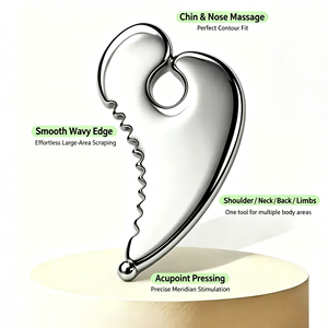 Planche Gua Sha en forme de larme en acier inoxydable, outil de <span class=keywords><strong>massage</strong></span> facial liftant, stimulation des points d'acupuncture, libération des fascias, planche de raclage - Product Image 2