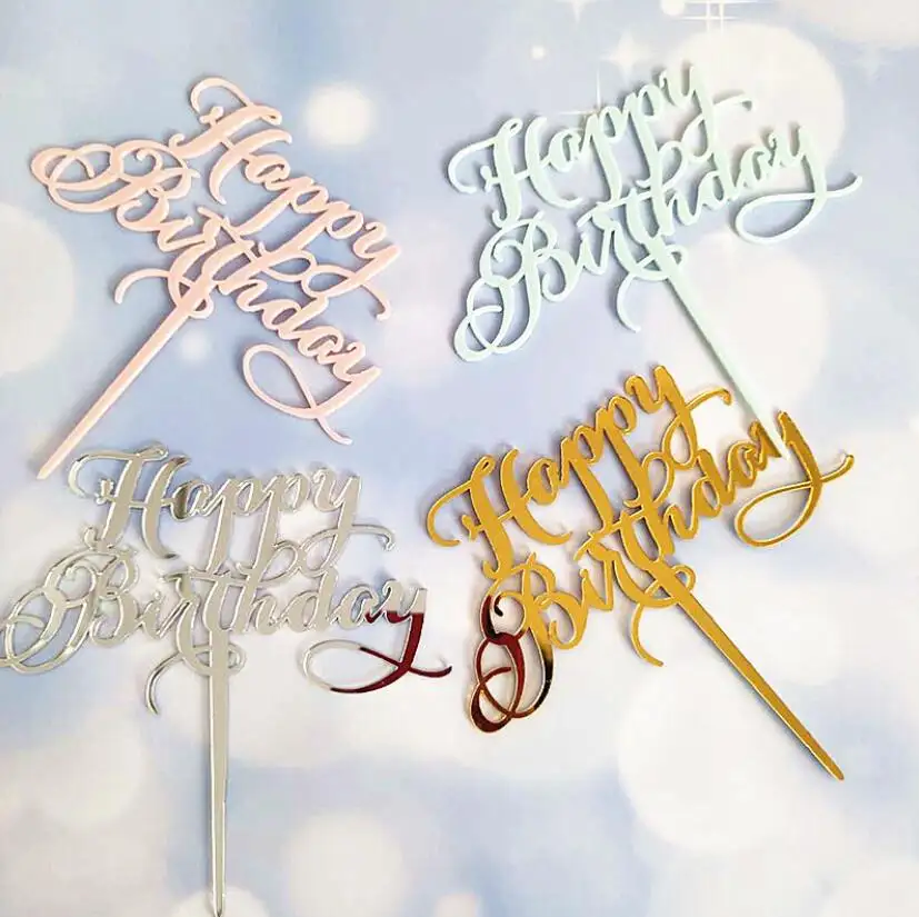 Gelukkige Verjaardag Nieuwe Cake Topper Plastic Cookie Cutter Fondant Tool Bakken Cakevorm Decorating Druk Gebak Diy