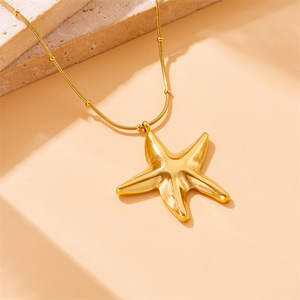 Starfish Pendant Necklace Gold Plated Stainless Steel Snake Chain Unisex Everyday Wear - Product Image 2