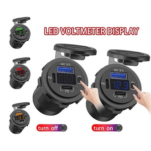 Khuôn mẫu mới Onoff chuyển đổi qc3.012v24v kép <span class=keywords><strong>USB</strong></span> xe sạc nhanh ổ cắm điện ra Xe Buýt <span class=keywords><strong>USB</strong></span> ổ cắm cho xe với PD Vôn kế - Product Image 6
