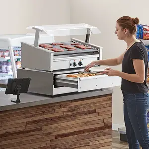 Duurzaam Automatische Hotdog Machine Hot Dog Grill Roller Met Bun Lade Warmer