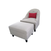 Ensemble de fauteuils d'appoint classiques pour salon et chambre à coucher, avec dossier haut et revêtement, et ottoman assorti