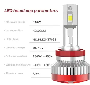 High Quality 12V LED Automobile Headlamp High Power Aviation Aluminum H11 H9 H8 For Toyota Honda Nissan Cadillac