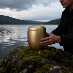 Qianrui Altın Eko-Dostu Dikilebilir Oval Biyobozunur Kremasyon Urnleri İnsan Külleri için Yetişkin ve Evcil Hayvan Kremasyon Urnleri - Product Image 5