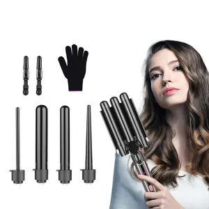2022 Wand Curling Set Best Hot Tools Portable 3 Barrel Hair Crimper 5 In 1 Curling Iron Gold New Design Curler Hair