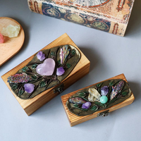 Boîte à bijoux artisanale en bois, nouveau design 2026, idéale pour collection de cristaux et ornements, cadeau parfait