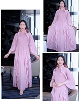 Robe longue plissée à pétales élégante et confortable de haute qualité pour femme, taille ample, rose Miyake, collection automne 2024, vente en gros