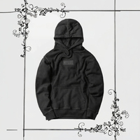 Sweater Hoodie Pria Wanita Berkualitas Tinggi Bordir Logo Kotak Anti Angin 100% Katun Kasual Musim Dingin Hitam Merah Pink Tebal Longgar