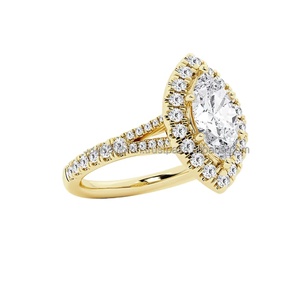 IGI Lab Grown Marquise Cut Diamond Vintage 14K Gold Anillo de regalo de compromiso de boda unisex - Product Image 1