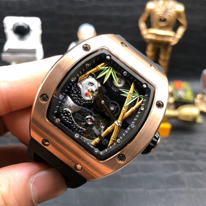 26-01 Series Mechanical <b>Watch</b> Luxury Texture Tourbillon <b>Watch</b> Carving Giant Panda Bamboo Forest Mens Mechanical <b>Watch</b> - Product Image 3