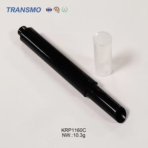 Tube de rouge à lèvres vide de luxe noir 3g, en plastique rond avec bouton poussoir et capuchon à vis pour emballage de blush - Product Image 5