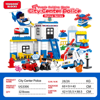 Ensemble de blocs de construction de grande taille en gros, commissariat de police, 181 pièces, jouet de construction en briques, livraison directe d'usine pour les enfants de 3 ans et plus