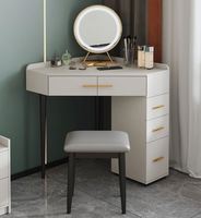 Table de maquillage d'angle en L moderne et simple en bois, style luxe léger, idéale pour petit appartement, modèle tendance