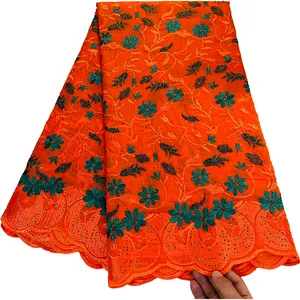 HFX拉菲草材料印度女棉刺绣蕾丝非洲瑞士蕾丝面料高品质5码