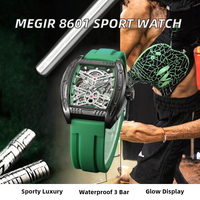 MEGIR 8601 Nouvelle Montre Mécanique Sportive pour Homme, Luxe, Tendance, Étanche, Aiguilles Lumineuses, Chronographe, Montre-Bracelet Vintage pour Homme