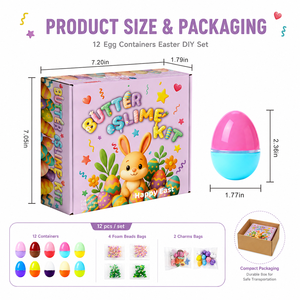 ชุดทำสไลม์เนยสำหรับเทศกาลอีสเตอร์แบบขายส่ง 12 กล่องใส่ไข่ 6 แบบ DIY เนื้อนุ่ม ยืดหยุ่น ปลอดสารพิษ ของขวัญวันหยุดสำหรับเด็ก รับผลิตแบบ OEM - Product Image 4