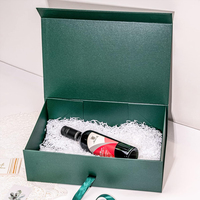 Boîte en papier cosmétique de luxe verte personnalisée avec ruban en satin, boîte cadeau recyclable pour mariage ou fête avec couvercles magnétiques
