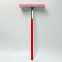 Nettoyeur de vitres double face - Manche rouge + éponge nid d'abeille et raclette en caoutchouc, idéal pour le nettoyage des vitres de la maison, de la voiture et de la salle de bain