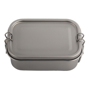 Ultralight Pure Titanium Mess Tin Portable Outdoor <b>Camping</b> Lunch <b>Box</b> with Foldable Handle Lightweight Bento Food Container - Product Image 2