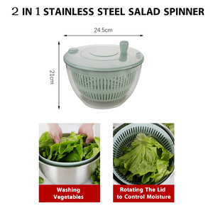 Pengering Salad Plastik Kompak dengan Pegangan Pembuang Air, Mudah Digunakan, Pencuci Sayuran untuk Dapur Kecil - Product Image 2