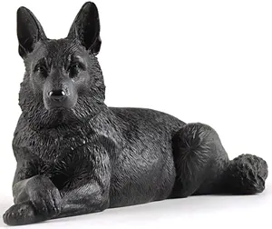 काले जर्मन शेफर्ड कुत्ता नस्ल संग्रहणीय मूर्ति