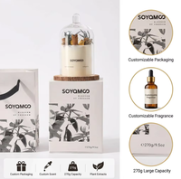 Coffret Cadeau de Bougies Parfumées de Luxe avec Plantes Stabilisées, Roses Séchées Inaltérables, Ensemble de Bougies Parfumées à Froid sous Cloche en Verre