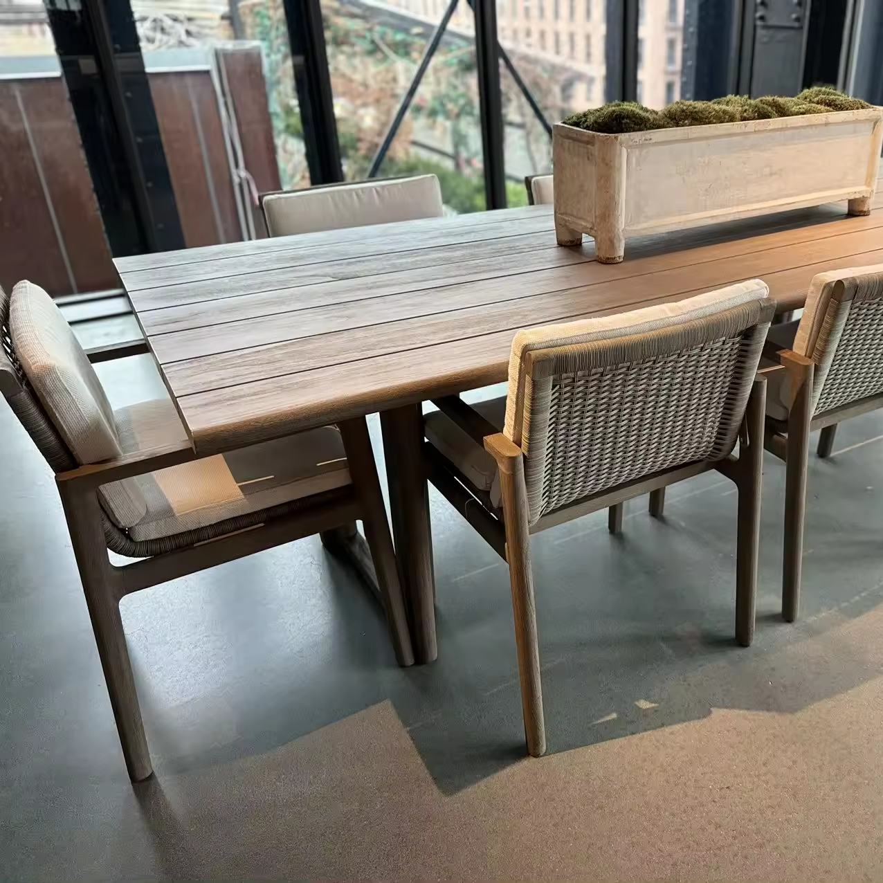 2024 Modern Patio solid   teak Garden  luxury  Outdoor  Dinning Table Set With Chairs
