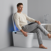 WC intelligent avec capteur radar, chasse automatique, double chasse, lavage arrière, sécheur d'air et siège chauffant, compatible S-Trap/P-Trap, télécommande incluse