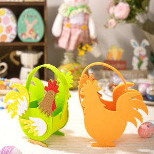 Venta caliente Año Nuevo Decoraciones de Pascua Lindo estéreo <span class=keywords><strong>Gallo</strong></span> Fieltro Tote Bag Colorido Pascua Cesta de almacenamiento Dulces Decoraciones para fiestas - Product Image 3