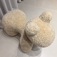 Taburete Seccional de Esponja con Forma de Pony Colorido Sherpa - Diseño Moderno, Silla Artística de Dibujos Animados para Niños, Silla Divertida con Forma de Animal para Apartamento