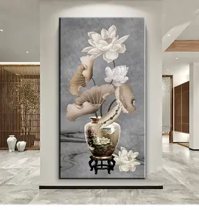 Vintage Lotus and Vase Wall Flowers Art Famous Pictures Life Canvas painting For home Decor Cusdros Living Room Decoration