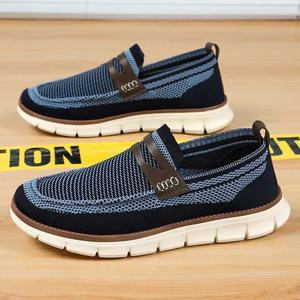 Chaussures pour hommes légères à bout rond, mocassins décontractés en maille respirante à semelle souple, tendance mode estivale - Product Image 1