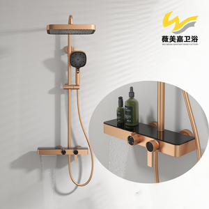 Juego de Ducha de Pared Vimijia, Exclusivo para Comercio Transfronterizo, Totalmente en Cobre, Acabado Oro Rosa Cepillado, con Rociador Superior y Aumento de Presión - Product Image 3