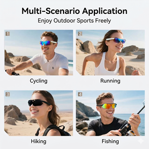 Lunettes de sport polarisées unisexes, commande tactile, ajustement interpupillaire, musique, cyclisme/running/baseball, anti-UV, IP68 - Product Image 5