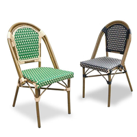 Chaise de bistrot empilable en rotin tressé pour patio, style Paris, en bambou, pour salle à manger, mobilier d'extérieur moderne