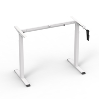 Cadre de bureau fixe blanc 2M2B fabriqué en Chine Table d'ordinateur ergonomique manuelle à 2 pieds réglable en hauteur Bureau à manivelle