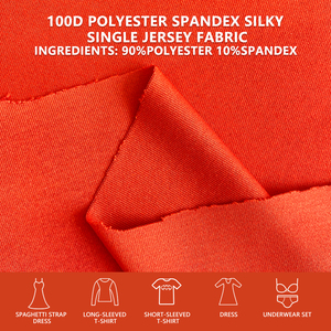 Tissu en jersey simple 100D polyester élasthanne, toucher soyeux, largeur 170 cm, 170 g/m², extensible, pour t-shirts, sous-vêtements, doublures et vêtements. - Product Image 4