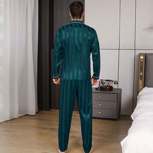 Conjunto de Pijama de Satén Informal para Hombre, Ropa de Dormir de Manga Larga y Pantalones, Ropa de Estar para el Verano, KJ2047 - Product Image 3