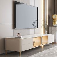 Table basse en roche frittée et meuble TV combinés pour salon, style simple et moderne, pour petite famille, chambre nordique, meubles TV de luxe léger